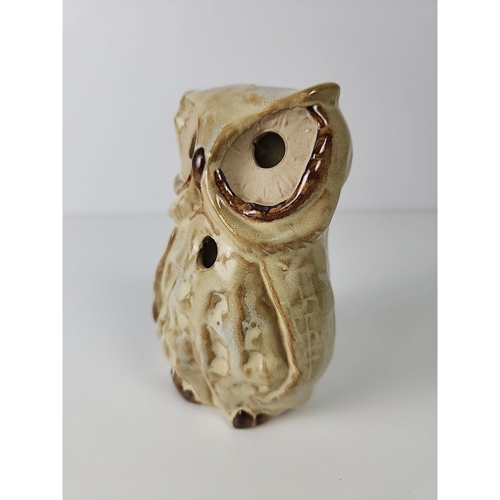 VTG Enesco Glazed Pottery Owl Tealight Candle Holder Centerpiece Table Decor - Picture 2 of 11